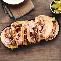 Ranch-Rubbed Carne Asada Tacos with Avocado Crema, Radish, and Lime_image