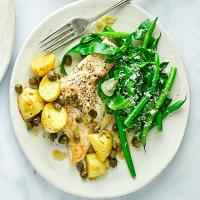 Chicken piccata with garlicky greens & new potatoes image