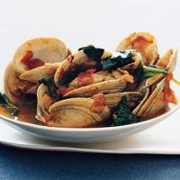 Steamed Clams with Bacon, Tomato, and Spinach image