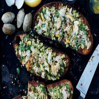 Grilled Clam Toasts With Lemon and Green Olives_image