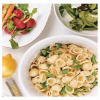Orrechiette with Caramelized Onions, Sugar Snap Peas, and Ricotta Cheese_image