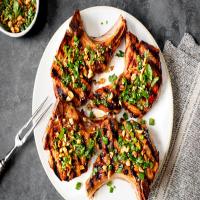 Grilled Pork Chops With Peanuts, Sesame and Cilantro image