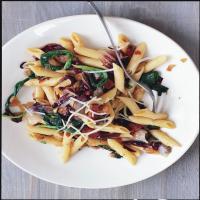 Penne with Radicchio, Spinach, and Bacon image