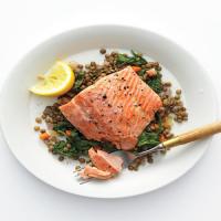 Wild Salmon with Lentils and Arugula image