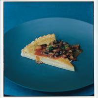Chess Pie with Blackened Pineapple Salsa and Caramel Sauce image