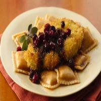 Turkey Scallopini and Squash Ravioli with Cranberry Brown Butter image