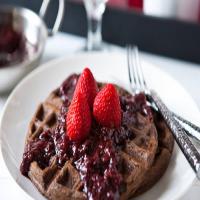 Chocolate Waffles with Slow-Cooker Boozy Berries_image