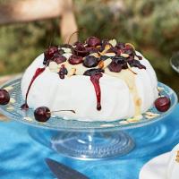 Cherry, almond & vanilla custard pavlova image