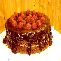 Chocolate Pecan Torte With Raspberry Cream & Chocolate Glaze_image