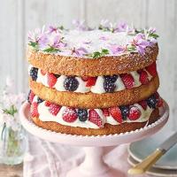 Summer berry cake with rose geranium cream image