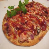 Flatbread Pizza With BBQ Chicken, Gruyere and Caramelized Onion image