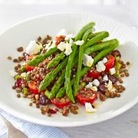 Asparagus & lentil salad with cranberries & crumbled feta_image