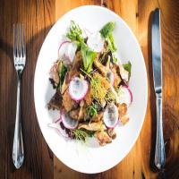 Warm Mushroom Salad With Bacon, Sourdough Croutons & Pickled-Mushroom Vinaigrette Recipe - (4/5) image