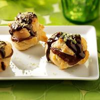 Chocolate-Filled Cream Puffs with Hot Fudge Sauce image