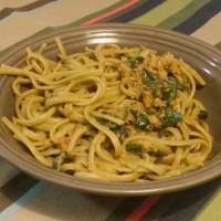 Garlic Scape Pesto on Spinach Linguine image