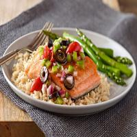 Baked Salmon with Black Olive Salsa image