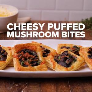 Cheesy Puffed Mushroom Bites Recipe by Tasty image