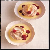 Floating Islands with Lemon-Scented Custard Sauce and Raspberries_image