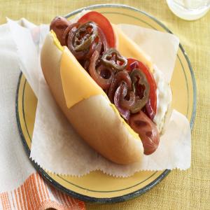 Grilled Jalapeño-Onion Hot Dogs image