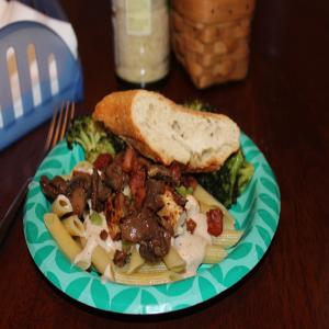 Chicken Penne Pasta With Bacon, Mushrooms, Scallions and Parmesa_image