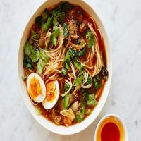 Kimchi Noodle Soup With Wilted Greens image