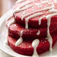 Red Velvet Pancakes with Cream Cheese Topping_image