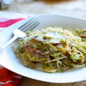 Spaghetti with Bacon, Brussels Sprouts and Artichokes Recipe - (4.5/5)_image