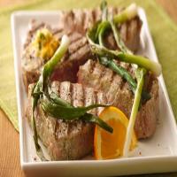 Grilled Tuna Steaks with Green Onions and Orange Butter_image
