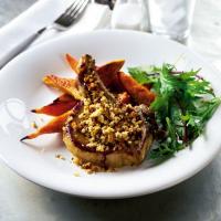 Oven pork chops with roasted potato wedges image