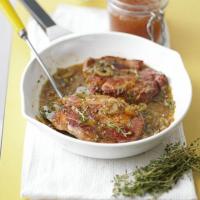 Sticky thyme & mustard bacon chops image