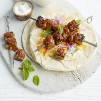 Harissa aubergine kebabs with minty carrot salad_image