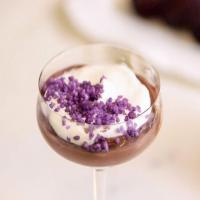 Chocolate Rum Pudding with Candied Violets image