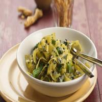 Tagliatelle Pasta with Asparagus and Gorgonzola Sauce image