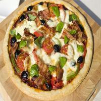 Pepperoni, mushroom and olive shortcrust pizza recipe_image