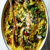 One-Pot Turmeric Coconut Rice With Greens image