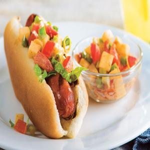 Grilled Hot Dogs with Spicy Jalapeño Topping image