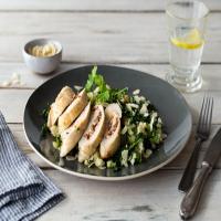 Goat Cheese-Stuffed Chicken Roulades with Kale & Couscous Salad_image