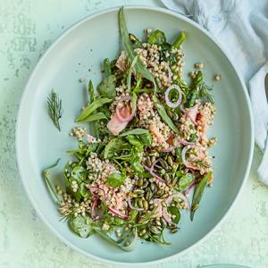 Sea trout & buckwheat salad with watercress & asparagus image