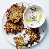 Zucchini-Herb Fritters with Garlic Yogurt image