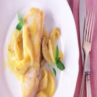Halibut with Braised, Sliced Artichokes and Lemons_image