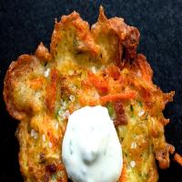 Zucchini and Carrot Fritters With Yogurt-Mint Dip image