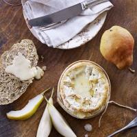 Baked cheese with quick walnut bread & pears image