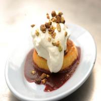 Grilled Angel Food Cake with Grilled Peaches and Cream and Cherry Coulis_image