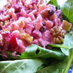 White Bean and Barley Salad With Beetroot and Yoghurt Dressing image