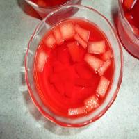 Raspberry Jell-O with Cantaloupe_image