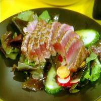 Seared Ahi Tuna and Salad of Mixed Greens with Wasabi Vinaigrette image