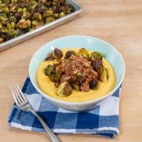 Pressure Cooker Pulled Pork with Roasted Brussels Sprouts and Cheese Grits image