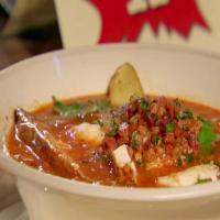 Manhattan Fish Chowder with Roasted Fingerling Potatoes and Bacon Relish_image