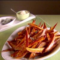 Sweet Potato Fries with Basil Salt and Garlic Mayonnaise image