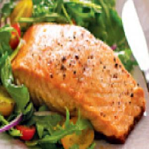 Pan Seared Salmon on Baby Arugula Recipe | Epicurious.com_image